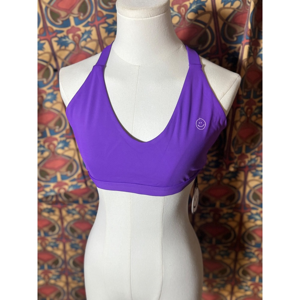 Smile Club Purple Halter Top Cross Back Activewear Top NWT